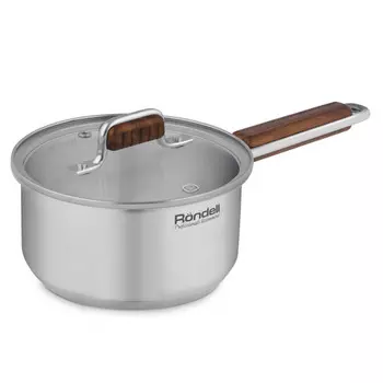 ковш RONDELL Fjord 1,4л 16см нерж.сталь стекл.крышка индукция