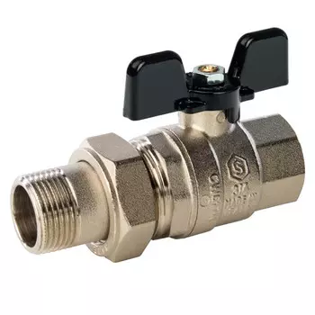 кран шаровой STOUT с полусгоном 3/4" ВР/НР бабочка латунь