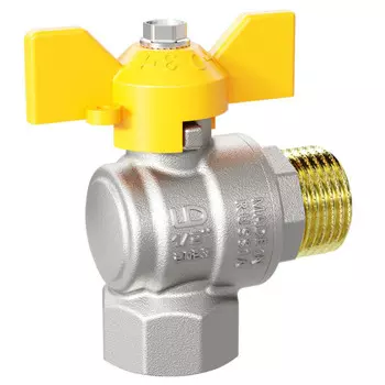 кран шаровой газовый LD 1/2" в/н угловой бабочка