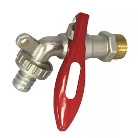 кран шаровый, водоразборный штуцер, 1/2" ручка под замок