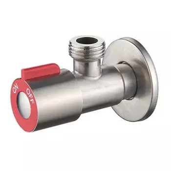 кран угловой LEDEME L70507H НР/НР нерж сталь с отражателем хром, красный