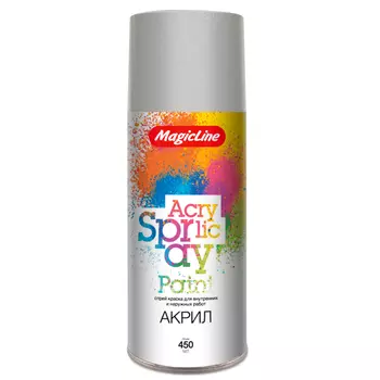 краска аэрозольная MAGIC LINE акриловая 265г cеребряная #100, арт.ML100
