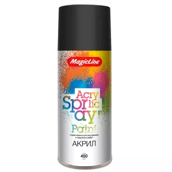 краска аэрозольная MAGIC LINE акриловая 265г черная глянцевая #020, арт.ML020