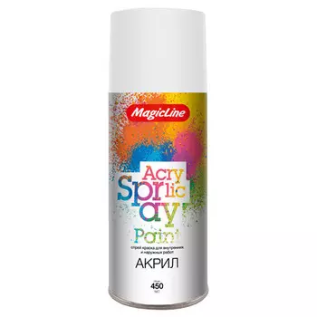 краска аэрозольная MAGIC LINE универсальная 265г матовая белая, арт.ML420