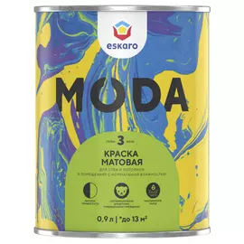 краска акриловая ESKARO Moda 3 база А для стен и потолков 0,9л белая, арт.4630042540378