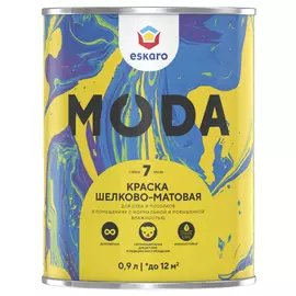 краска акриловая ESKARO Moda 7 база А для стен и потолков 0,9л белая, арт.4630042540316