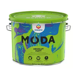 краска акриловая ESKARO Moda Absolut Matt база А для стен и потолков 2,7л белая, арт.4630042541054