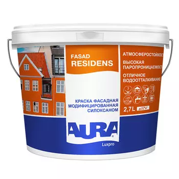 краска акриловая фасадная AURA Luxpro Residens база TR 2,7л бесцветная, арт.4810149010350