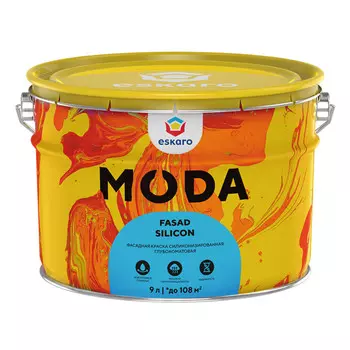 краска акриловая фасадная ESKARO Moda Fasad Silicon база TR 9л бесцветная, арт.4630042541986