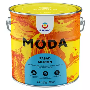 краска акриловая фасадная ESKARO Moda Fasad Silicon база А 2,7л белая, арт.4630042541931