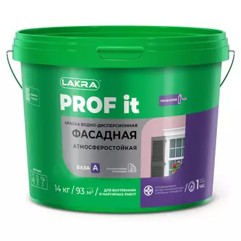 краска акриловая ЛАКРА Prof It фасадная белая 14кг, арт.0007538