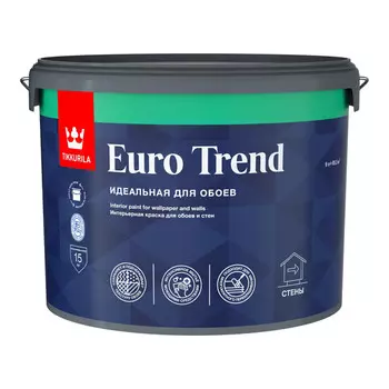 краска акриловая TIKKURILA Euro Trend для обоев база C 9л бесцветная, арт.700009624