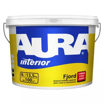 краска AURA FJORD для стен и потолков влагостойкая 9л, арт.4607003914639