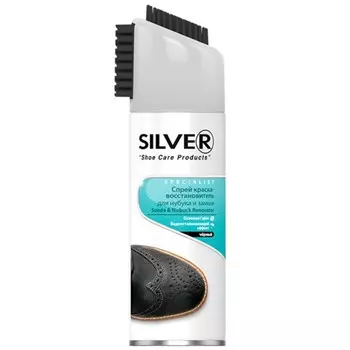 краска для обуви SILVER восстановитель для замши, кожи, велюра черный 250мл+20% черная спрей