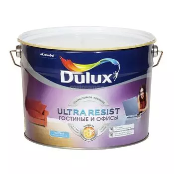 Краска для стен и потолков гостиных и офисов Dulux Ultra Resist, база под колеровку, 9 л