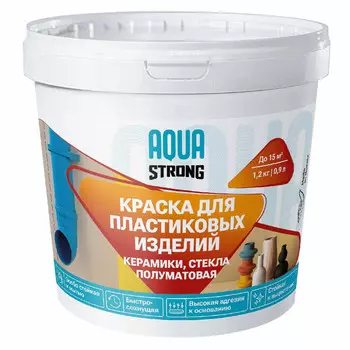 краска в/д AQUASTRONG для пластика, керамики, стекла полуматовая 350 гр белая, арт.4607130866559
