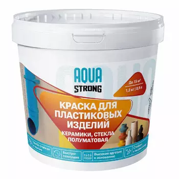 краска в/д AQUASTRONG для пластика, керамики, стекла полуматовая 1,2 кг белая, арт.4607130866566