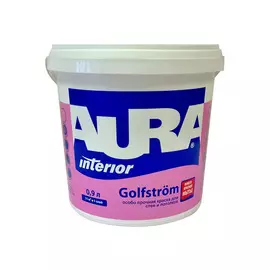 краска в/д AURA GOLFSTROM база А для стен и потолков особопрочная 0,9л белая, арт.4607003915193