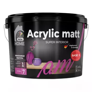 краска в/д DUFA Home Acrylic matt база3 для стен и потолков 2,5л бесцветная, арт. МП00-009869