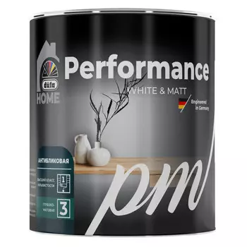 краска в/д DUFA Home Performance matt база1 для стен и потолков 0,9л белая, арт. МП00-009864