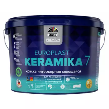 краска в/д DUFA Premium EuroPlast Keramika 7 база 1 для стен и потолков 9л белая, арт.МП00-006966
