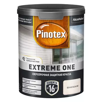 краска в/д фасадная PINOTEX Extreme One для дерева BW 0,9л белая, арт.5803241
