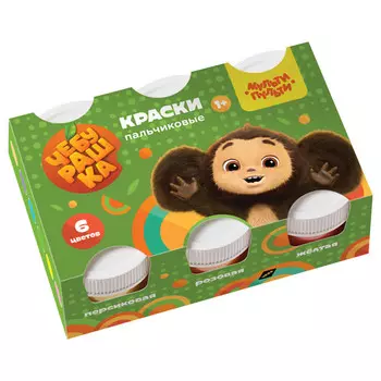 краски пальчиковые Мульти-Пульти Чебурашка 6 цветов 210мл