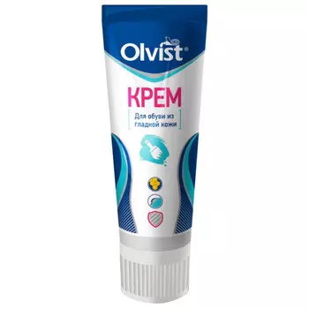 крем для обуви OLVIST для гладкой кожи 75мл белый туба с губкой