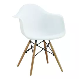 кресло для кухни PC082 470х620 мм, белое, пластиковое, деревянное