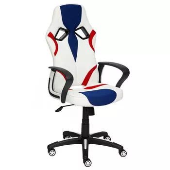 кресло компьютерное RUNNER кож.зам/ткань белый/синий/красный