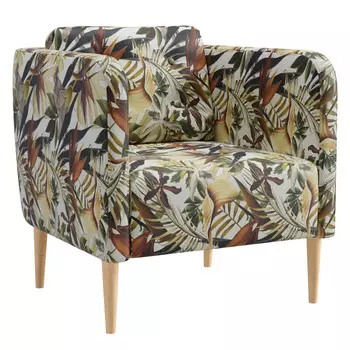 кресло Корси 710х730х710мм велюр цветной принт бежевое