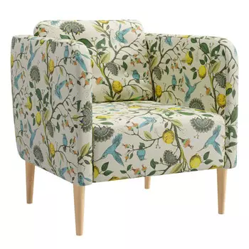 кресло Корси 710х730х710мм велюр цветной принт лимон