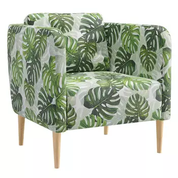 кресло Корси 710х730х710мм велюр цветной принт монстера