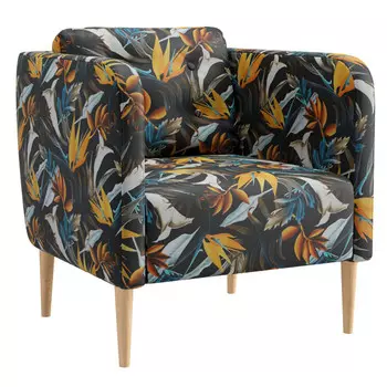 кресло Корси 710х730х710мм велюр цветной принт синее