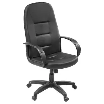 кресло офисное Катрин 640x700x1120мм кожа иск. черный/черный