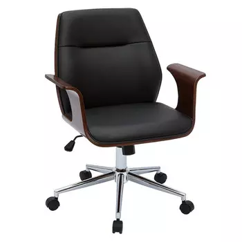 кресло офисное LAVANDEL 460х650х780(850)мм искусственная кожа/металл/фанера грецого ореха черный