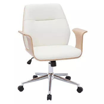 кресло офисное LAVANDEL 460х650х780(850)мм искусственная кожа/металл/фанера грецого ореха белый