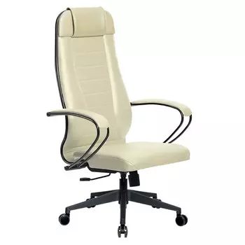 кресло офисное МЕТТА-30 MPES молочный экокожа/хром