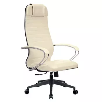 кресло офисное МЕТТА-6 MPES молочный экокожа/хром