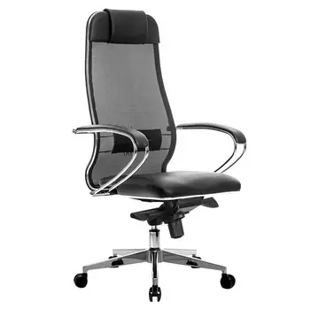 кресло офисное МЕТТА L 1m 36 черный экокожа/сетка/хром