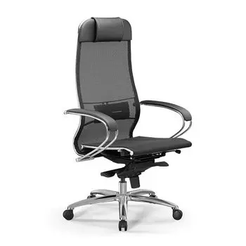 кресло офисное SAMURAI S-1 черный/хром экокожа/сетка