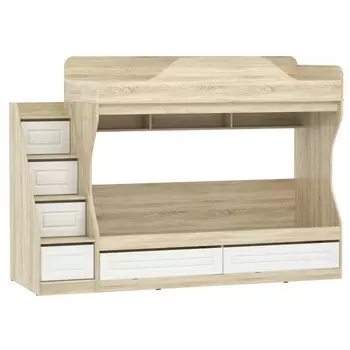 кровать двухъярусная Оливия 2378х848х1697мм белое дерево/дуб сонома