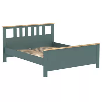 кровать САГА двуспальная 2087х1007х1736мм бирюзовая/ясень ЛДСП