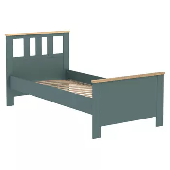 кровать САГА односпальная 2087х1007х1036мм бирюзовая/ясень ЛДСП