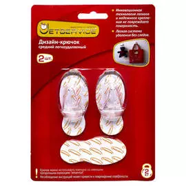 крючок самоклеющийся JETSERVICE средний прозрачный овал до 2кг 2шт