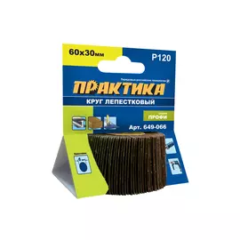 круг лепестковый ПРАКТИКА, с оправкой, 60х30 мм, P120, хвостовик