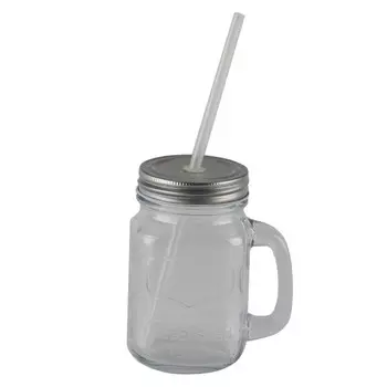 кружка-банка TODELIA 400мл с крышкой и трубочкой стекло, металл, пластик