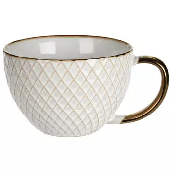 кружка KOOPMAN Золотой обод 460мл керамика бежевая в ассортименте
