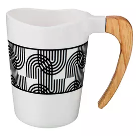 кружка LEFARD 350мл с деревянной ручкой фарфор