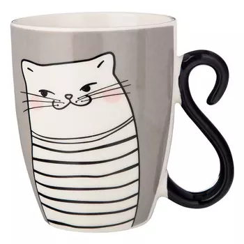 кружка LEFARD Котомания 360мл фарфор серая